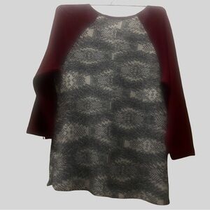 Maurices Maroon and Gray Geometric Sweatshirt